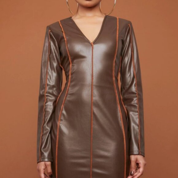 LEAD THE WAY V-NECK MINI DRESS - Picture 1 of 5